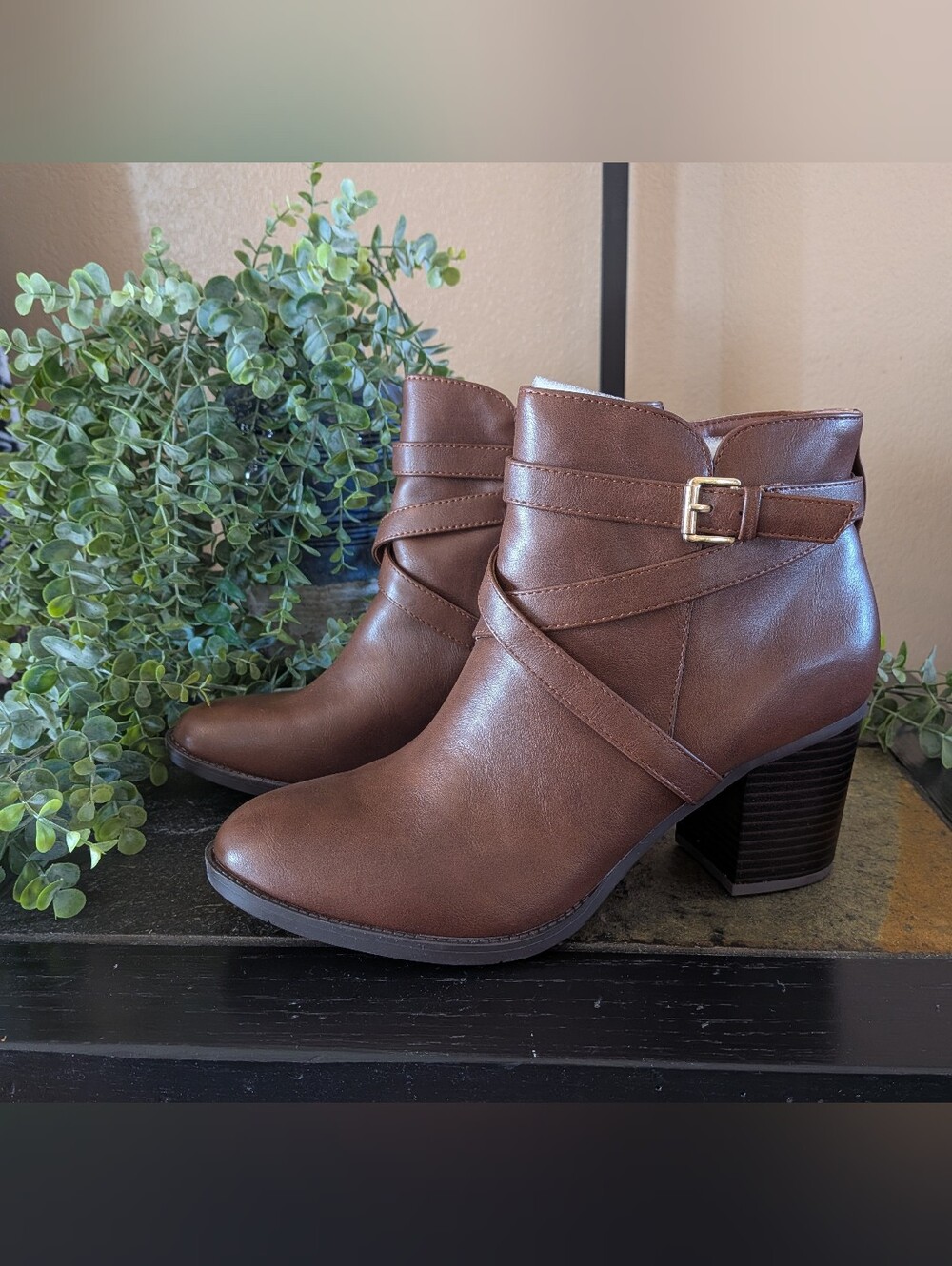 NWT! Style & Co Women's Heel Booties in COGNAC Size 10M